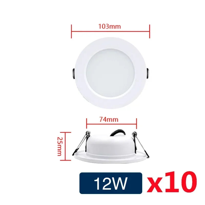 10-Pack LED Recessed Downlight 5W 9W 12W 15W 18W Epistar DC12V DC24V AC110-240V 120°